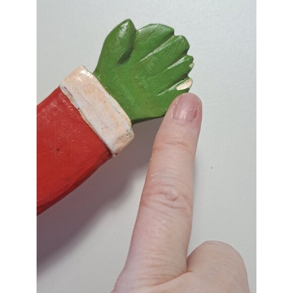 Vintage Santa Claus Wooden Ornament With Moving Limbs & Gold Star Collectible - Picture 4 of 7